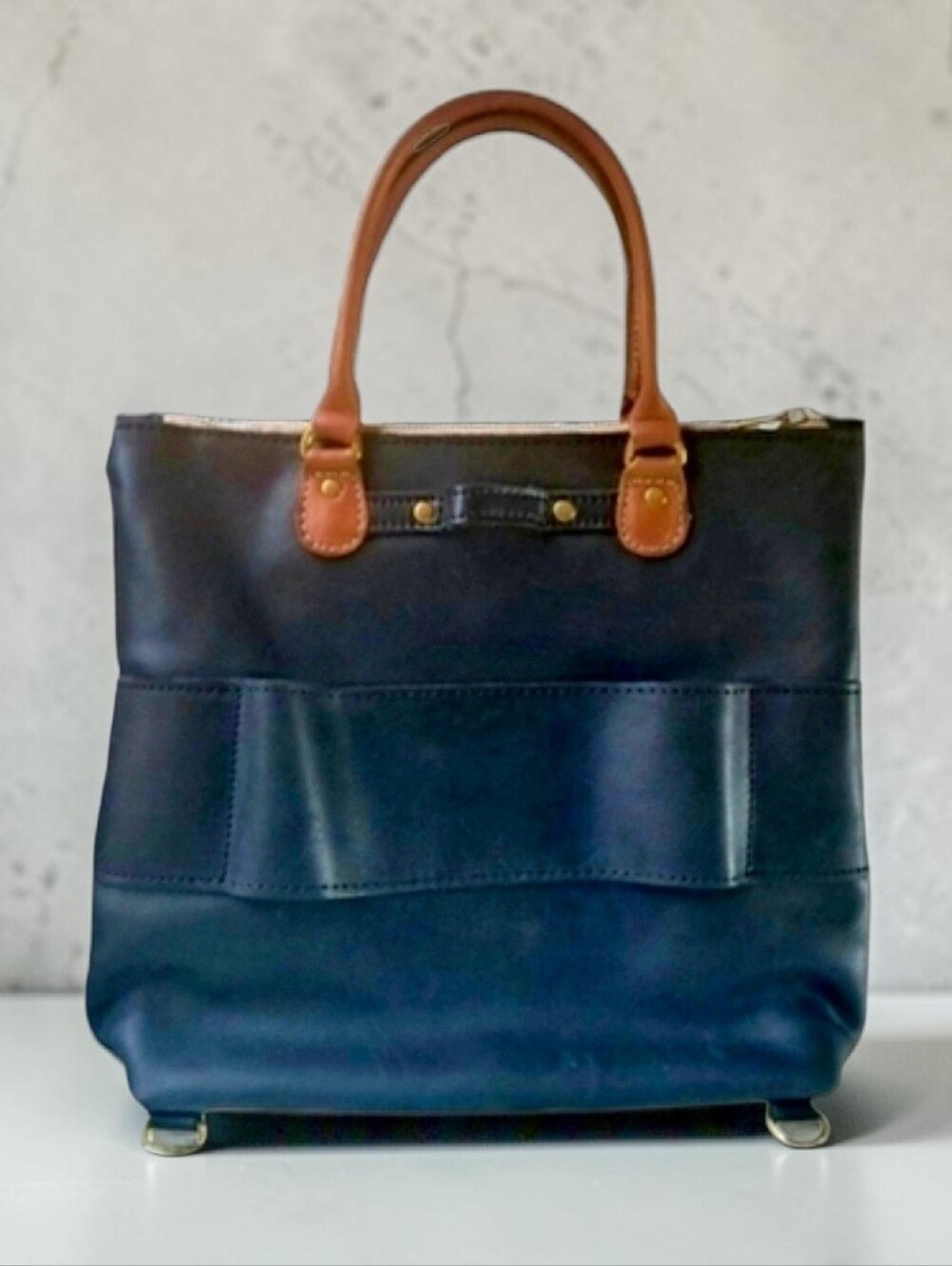 Sseko Zip Top Handbag In Oiled Black Leather Tan Accents  NWOT-Beauty!